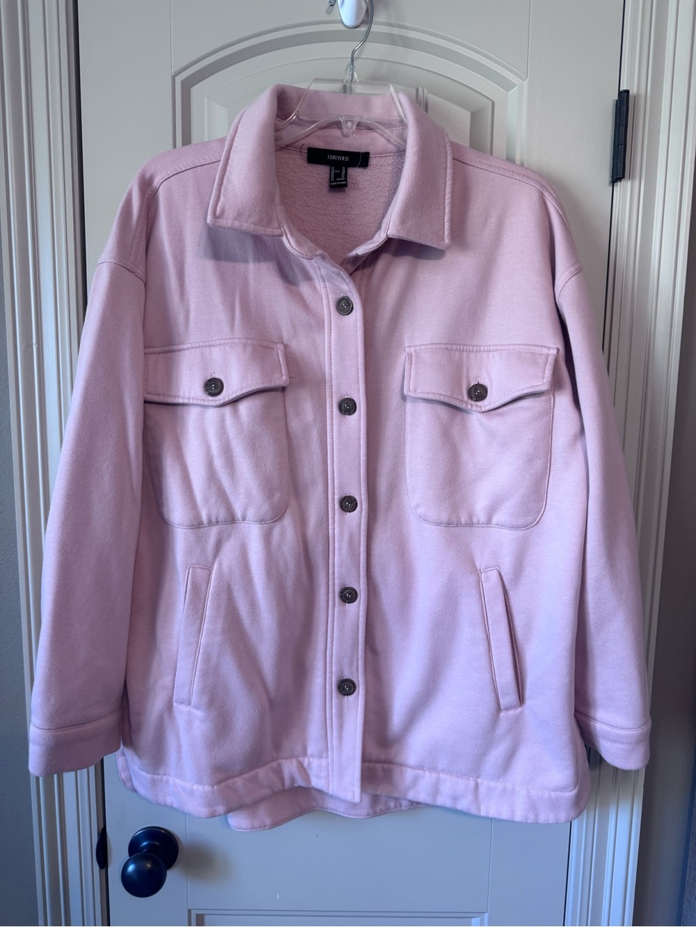 Forever21 Light Pink Fleece Shacket -  XL